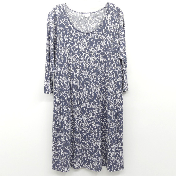 J. Jill purejill Cotton Modal Shift Dress Size M Gray White Printed Relaxed - Picture 1 of 7